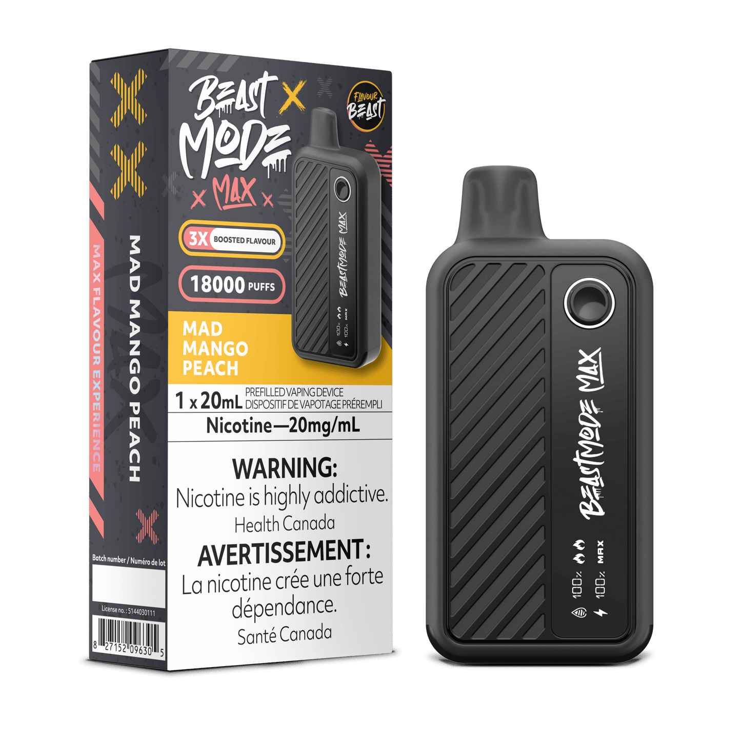 Mad Mango Peach - Flavour Beast Beast Mode Max 18K Disposable Vape (20mL)