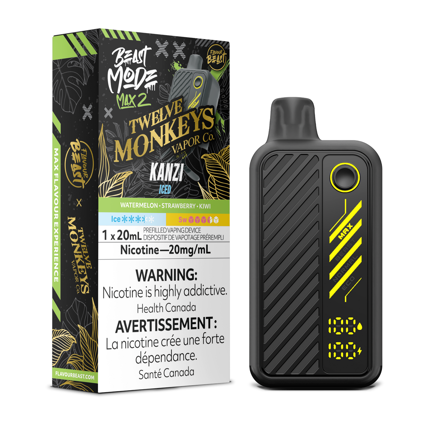 Flavour Beast Beast Mode Twelve Monkeys Disposable Vape -Kanzi Iced