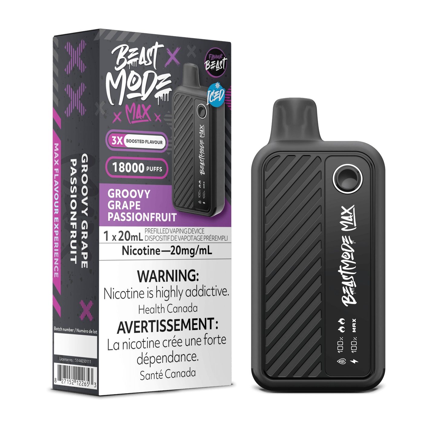 Grovy Grape Passionfurit - Flavour Beast Beast Mode 18K Disposable Vape (20mL)