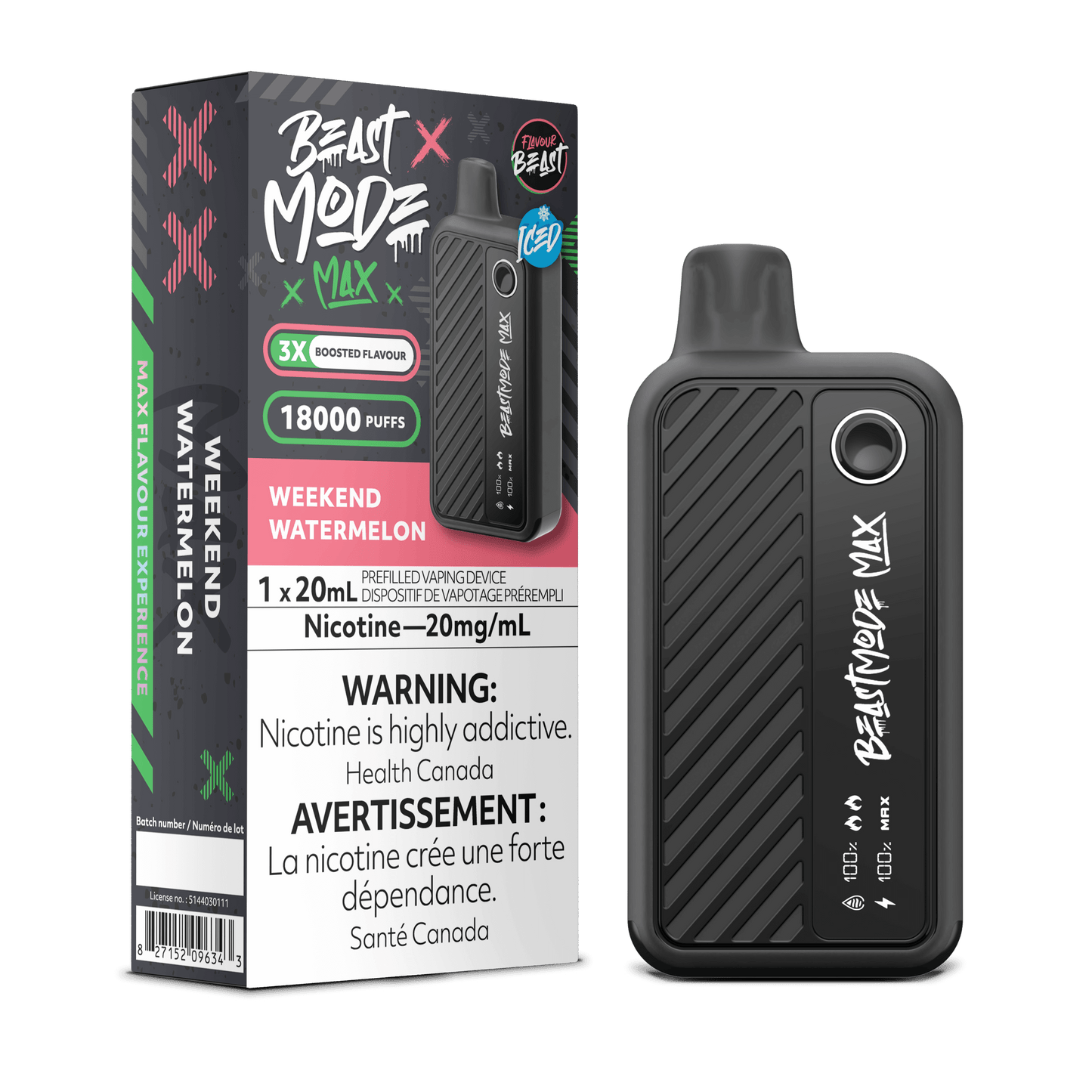 Weekend Watermelon Iced - Flavour Beast Beast Mode 18K Disposable Vape (20mL)