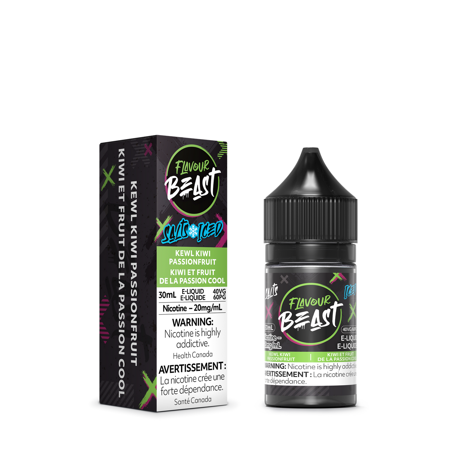 Flavour Beast Vape Juice Salt Nic - Kewl Kiwi PassionFruit Iced (30mL)