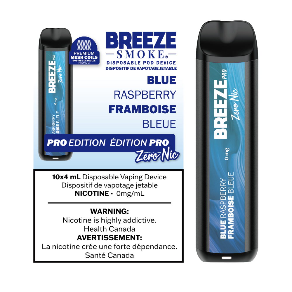 Breeze Pro Disposable Vape – Blue Raspberry (Zero Nic)