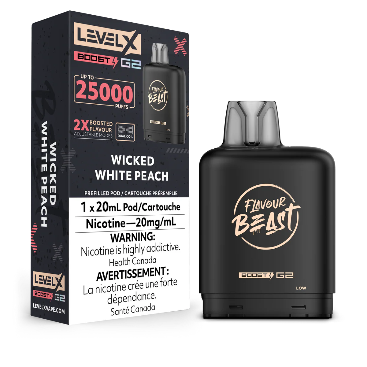 Level X Flavour Beast Boost G2 25K – Wicked White peach