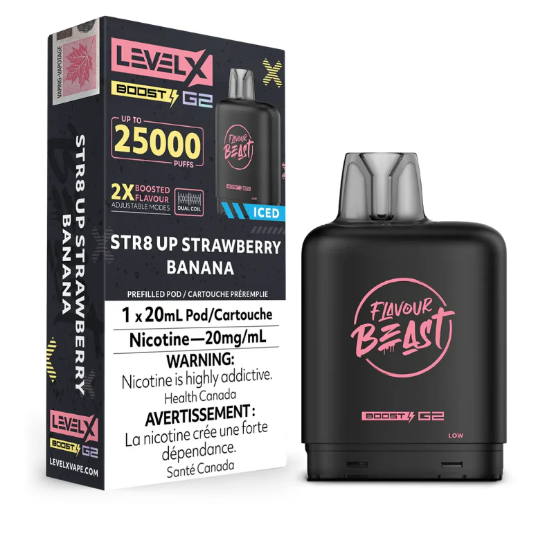 Level X Flavour Beast Boost G2 25K – Str8 Up Strawberry Banana