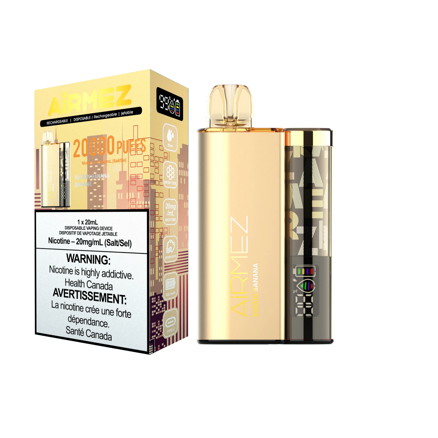 Airmez Disposable Vape 20mL - Bussin Banana