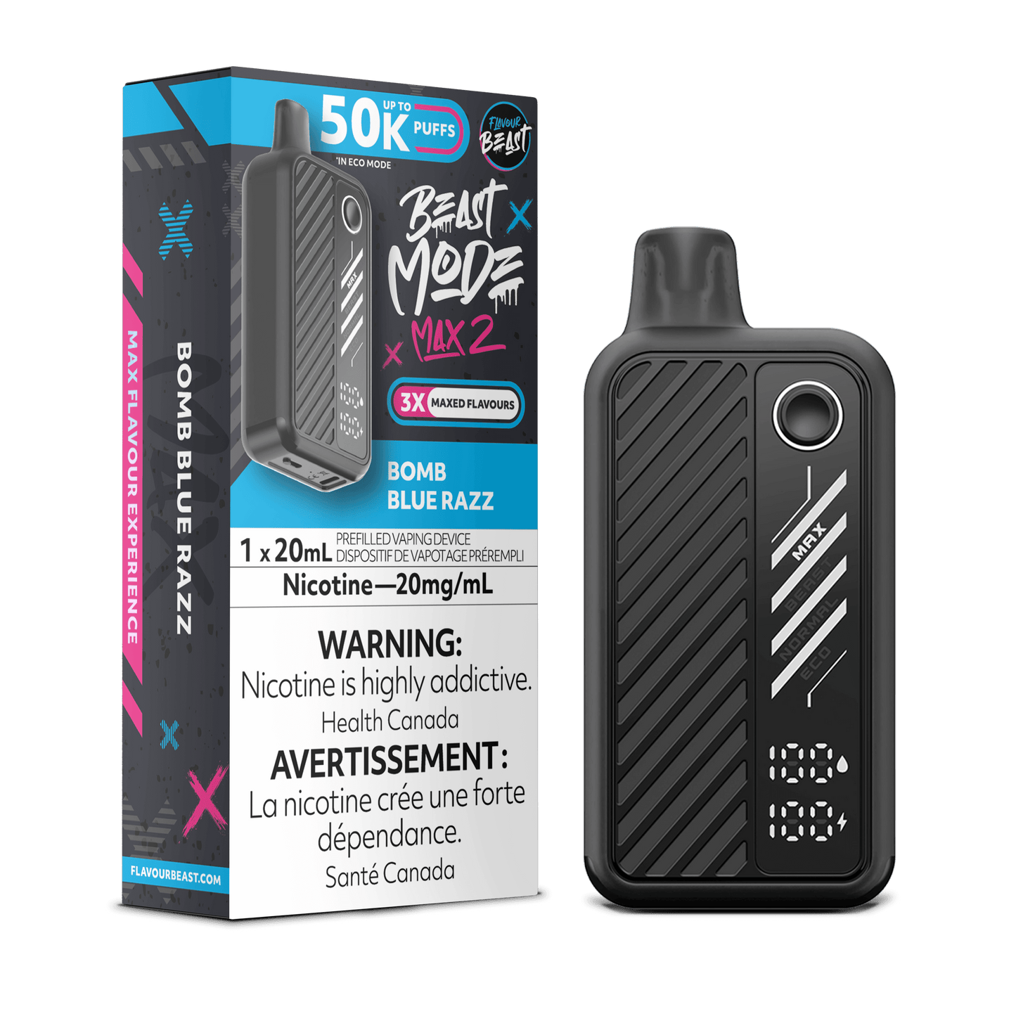Bomb Blue Razz - Flavour Beast Beast Mode Max 2 50K Disposable Vape (20mL)