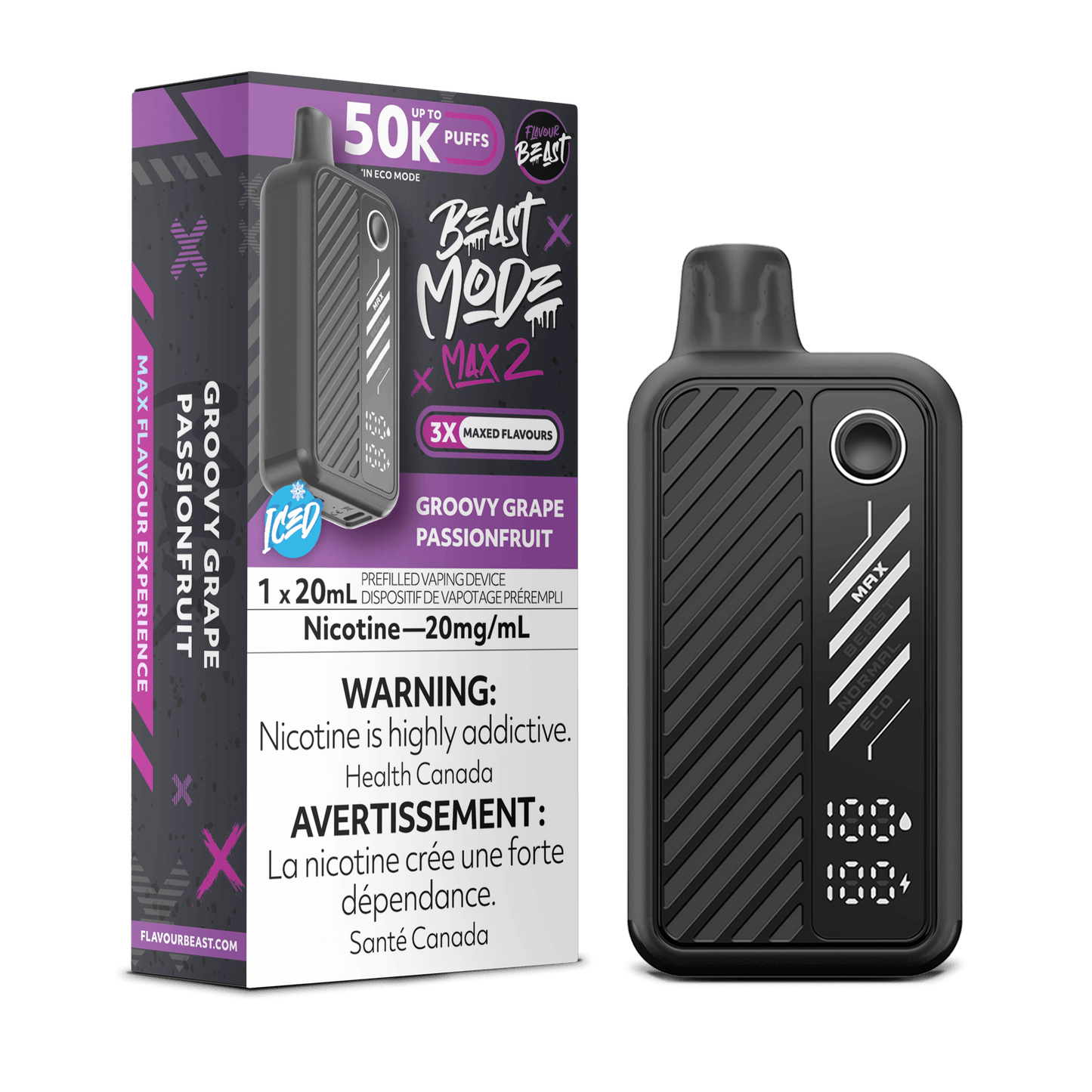 Groovy Grape Passionfruit - Flavour Beast Beast Mode Max 2 50K Disposable Vape (20mL)