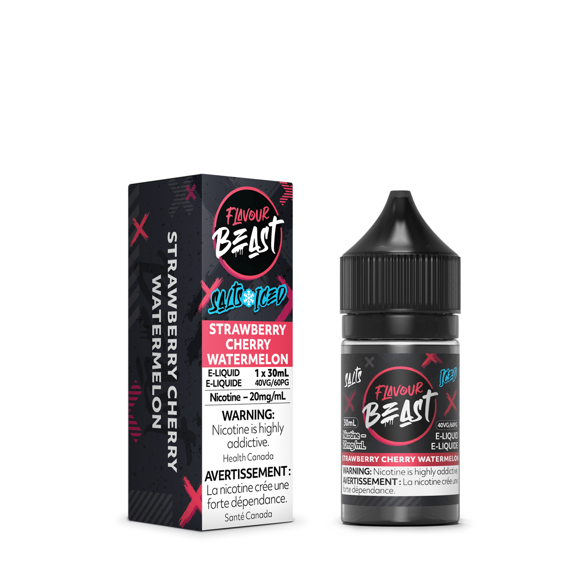 Flavour Beast Vape Juice Salt Nic - Strawberry Cherry Watermelon Iced (30mL)