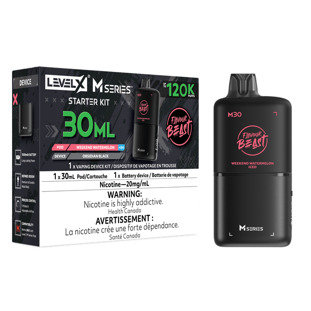 Flavour Beast Level X M Series Starter Kit - Weekend Watermelon Iced (30mL / 20mg/mL)