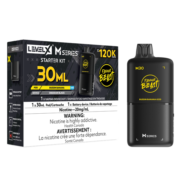Flavour Beast Level X M Series Starter Kit - Bussin Banana Iced (30mL / 20mg/mL)