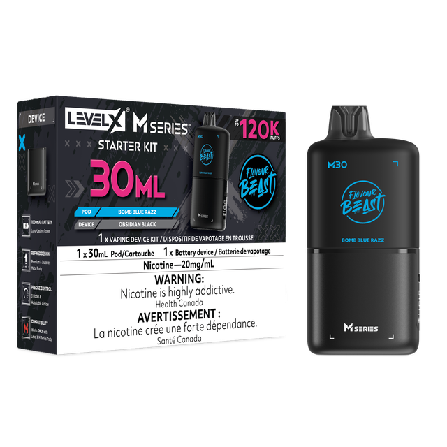 Flavour Beast Level X M Series Starter Kit - Bomb Blue Razz (30mL / 20mg/mL)