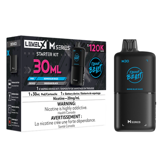 Flavour Beast Level X M Series Starter Kit - Bomb Blue Razz (30mL / 20mg/mL)