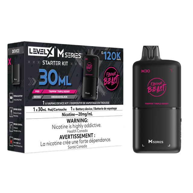 Flavour Beast Level X M Series Starter Kit - Trippin Triple Berry (30mL / 20mg/mL)