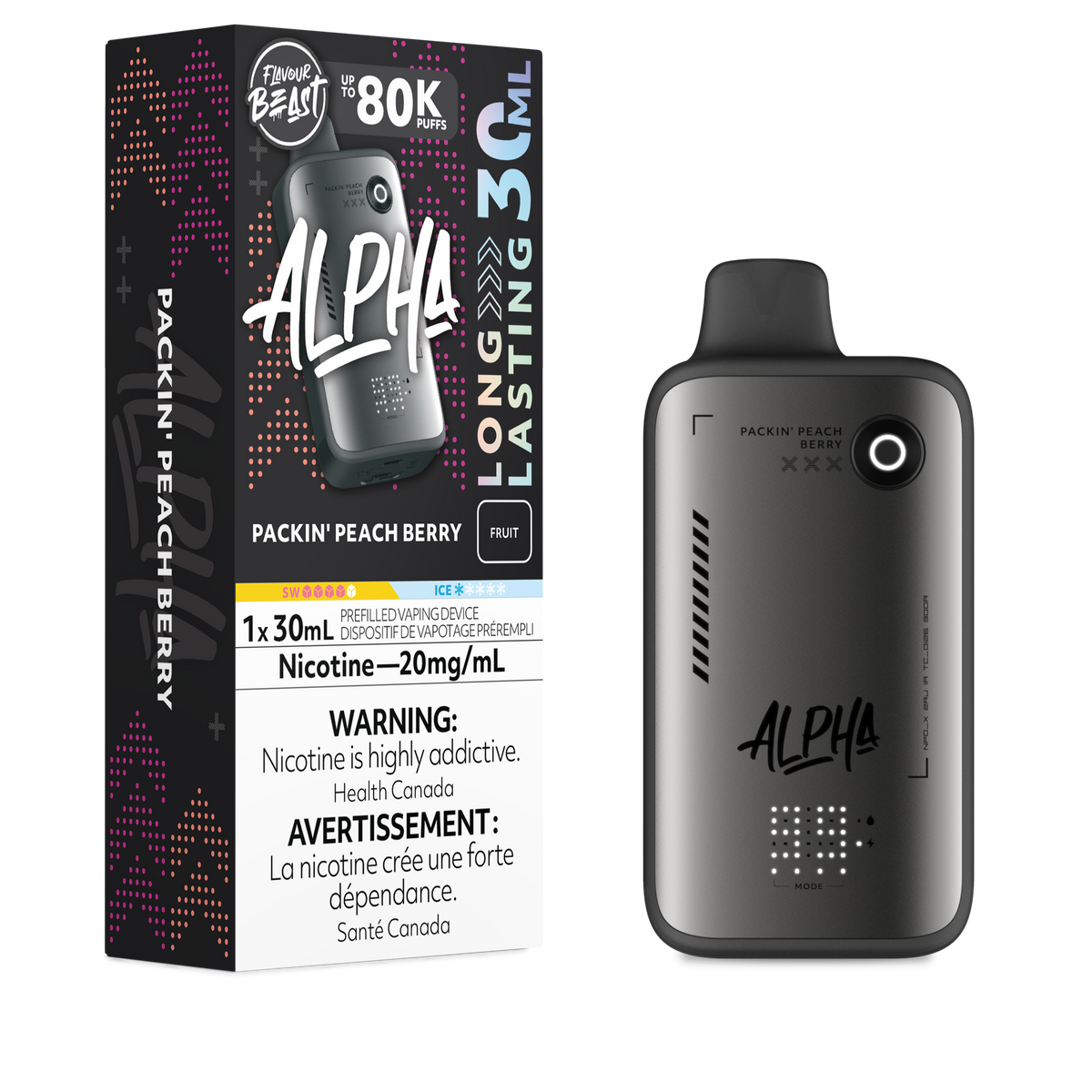 Flavour Beast Alpha Disposable vape 30ml (80k puffs) - Packin Peach Berry