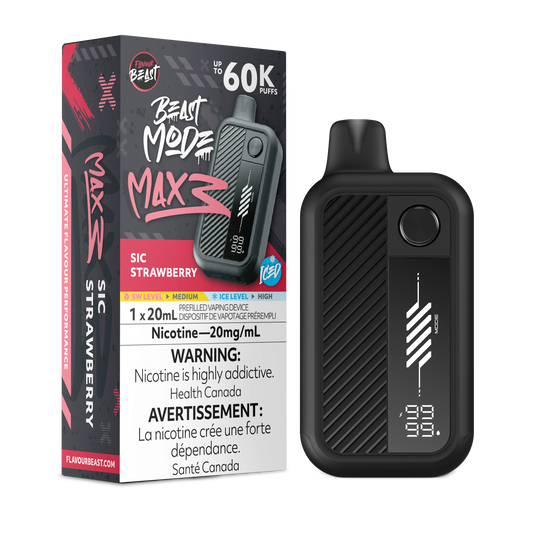 Flavour Beast Beast Mode Max 3 60K Disposable Vape (20mL) - Sic Strawberry Iced