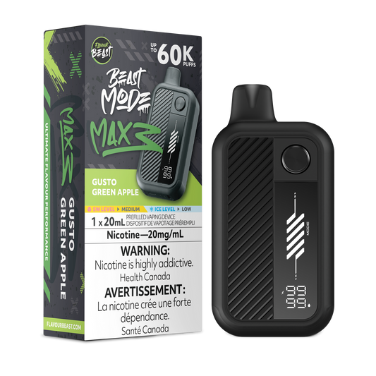 Flavour Beast Beast Mode Max 3 60K Disposable Vape (20mL) - Gusto Green Apple