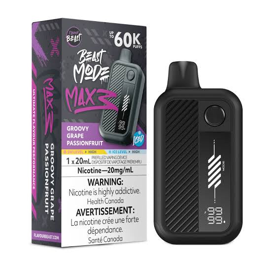 Flavour Beast Beast Mode Max 3 60K Disposable Vape (20mL) - Groovy Grape PassionFruit