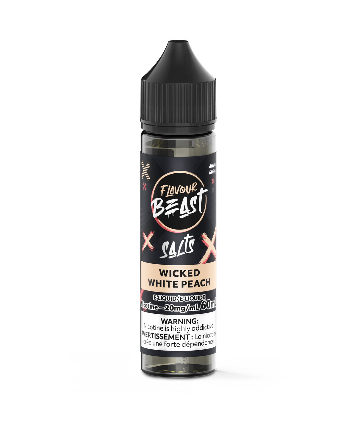 Flavour Beast Vape Juice Salt Nic -Wicked White Peach  (60mL)