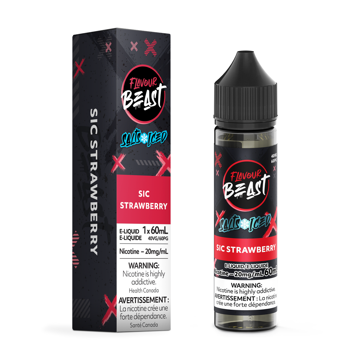 Flavour Beast Vape Juice Salt Nic - Sic Strawberry Iced (60mL)