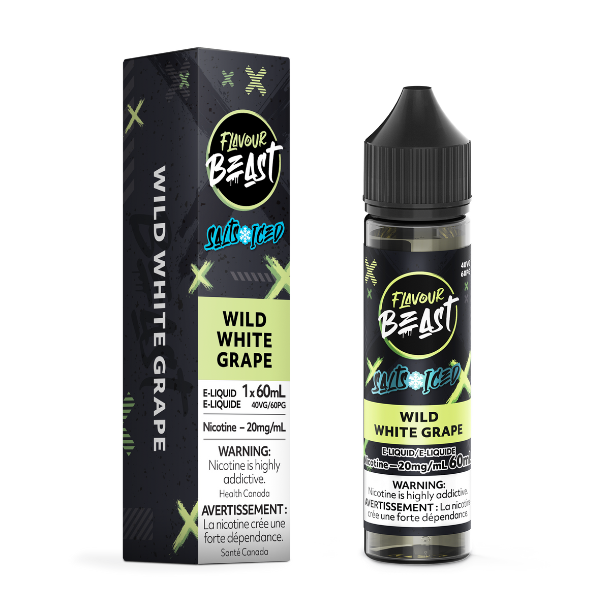 Flavour Beast Vape Juice Salt Nic - Wild White Grape Iced (60mL)