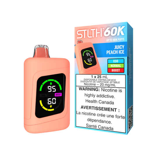 Juicy Peach Ice - STLTH 60K Disposable Vape (25mL)