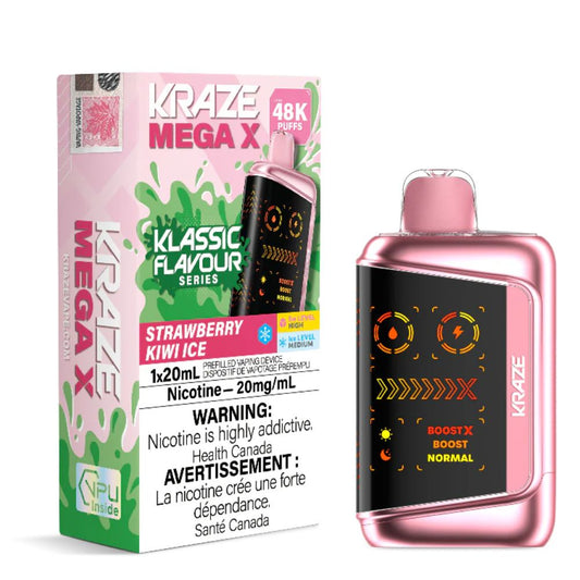 Strawberry Kiwi Ice - Kraze Mega X 48K Disposable Vape (20mL)