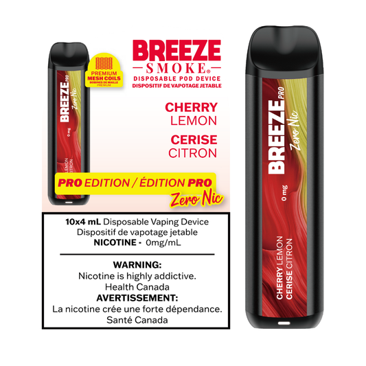 Breeze Pro Disposable Vape – Cherry Lemon (Zero Nic)