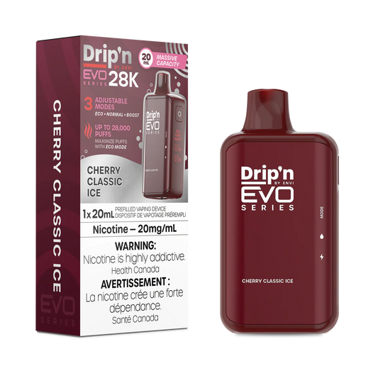 Dripn EVO 28K Disposable Vape - Cherry Classic Ice (20mL)