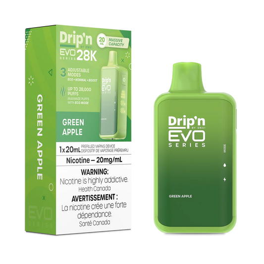 Dripn n EVO 28K Disposable Vape - Green Apple (20mL)