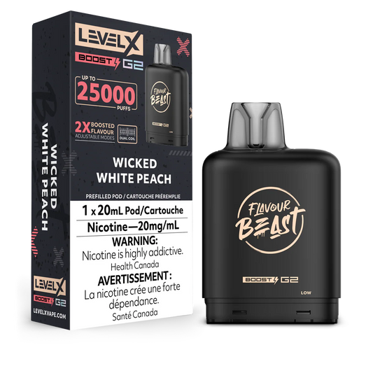 Level X Flavour Beast Boost G2 25K – Wicked White peach