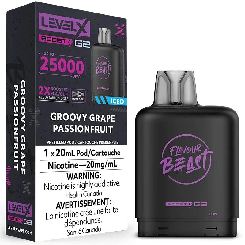 Level X Flavour Beast Boost G2 25K – Groovy Grape Passionfruit Iced