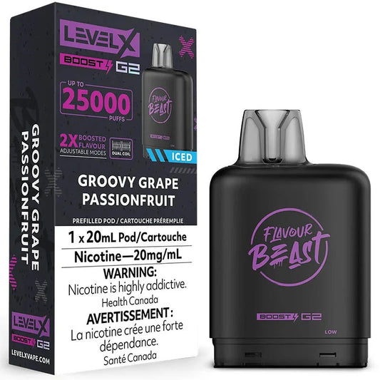 Level X Flavour Beast Boost G2 25K – Groovy Grape Passionfruit Iced