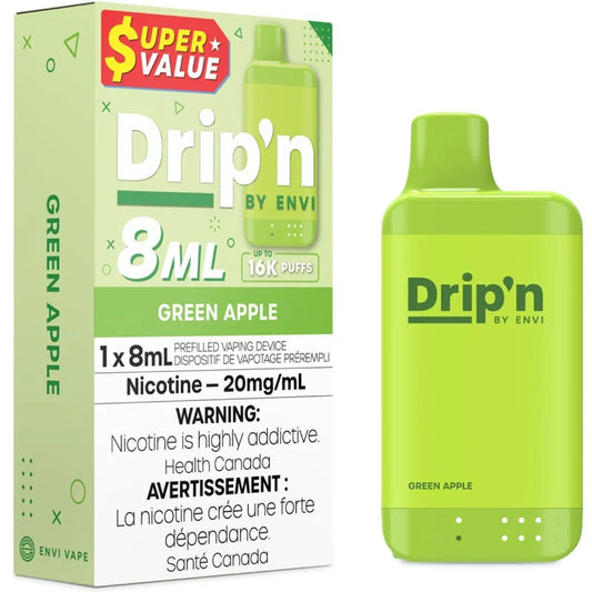 Dripn By Envi 16K Disposable Vape - Green Apple (8mL)