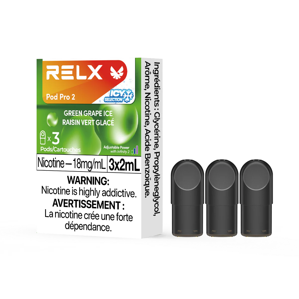 RELX Pod Pro 2 - Green Grape Jasmine Ice (3 Pack)