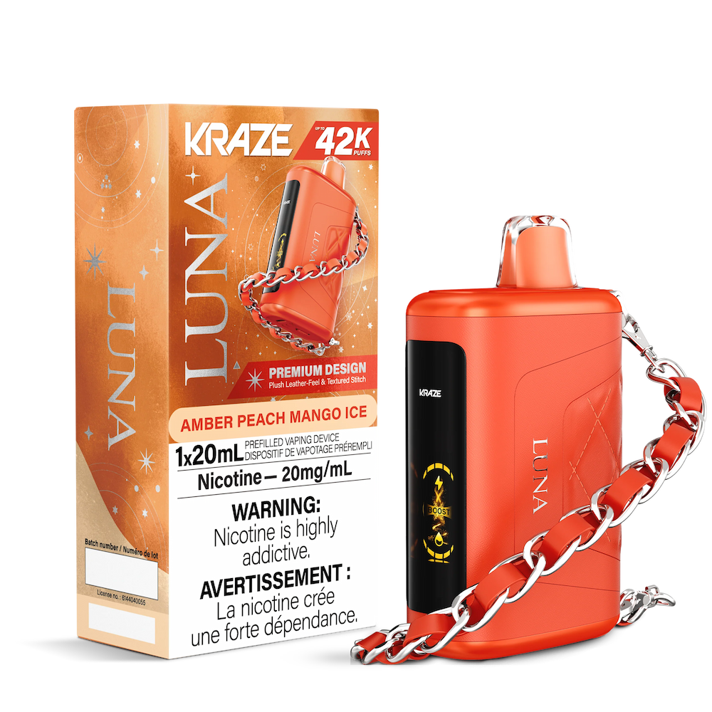 Amber Peach Mango Ice - Kraze Luna Disposable Vape (42K Puffs)