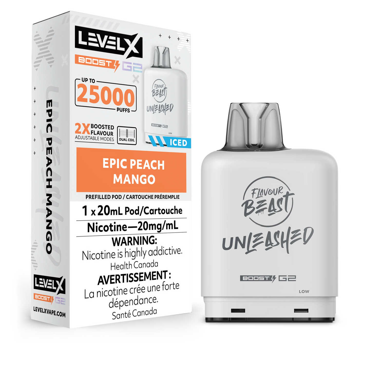Level X Flavour Beast Unleashed Boost G2 25K – Epic Peach Mango